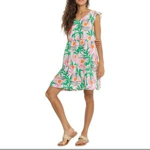 C&C flutter sleeve tiered linen floral dress, size M, NWT